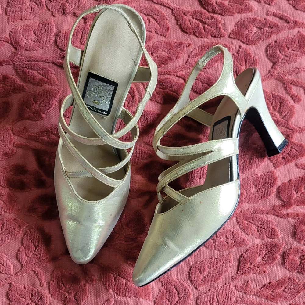 Gold Metallic Strappy Heels